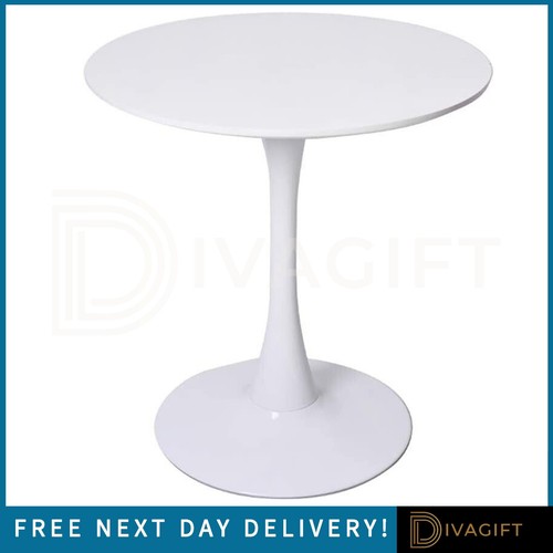 White round pedestal - white, dining